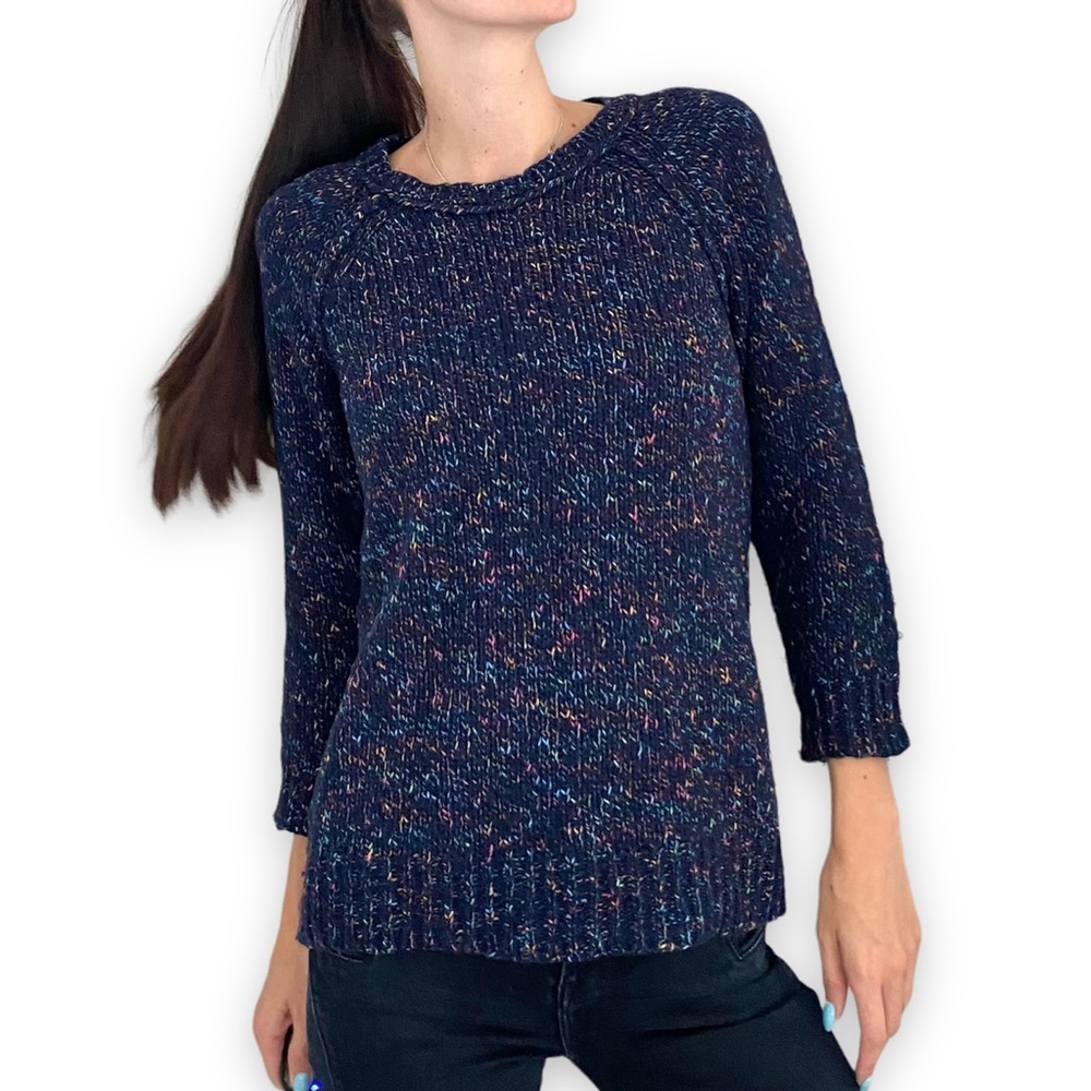 Madewell softfleck wool blend blue multi colored sweater pullover M